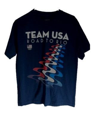 USA Olympics Team Shirt Mens Large L Navy Blue Road To Rio 2016 cotton tee shirt