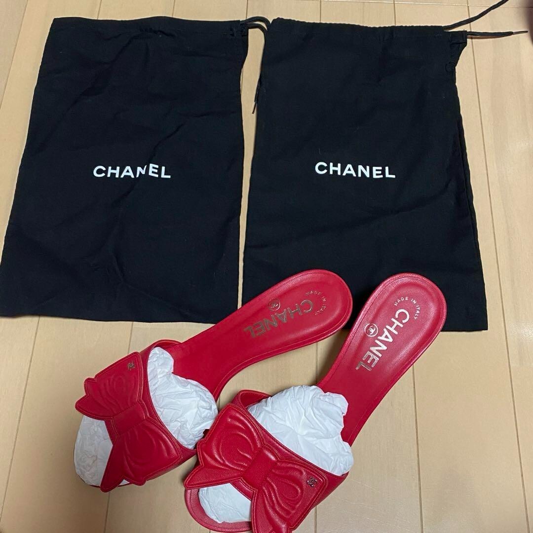 CHANEL 03C COCO マークリボン付 ベージュBICOLOR ミュール CHANEL 03C COCO マークリボン付 ベージュBICOLOR ミュール