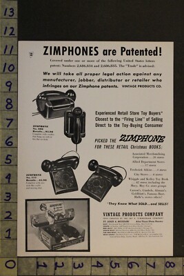 1954 TOY AD TELEPHONE ZIMPHONE VINTAGE PRODUCT ST LOUIS JAY