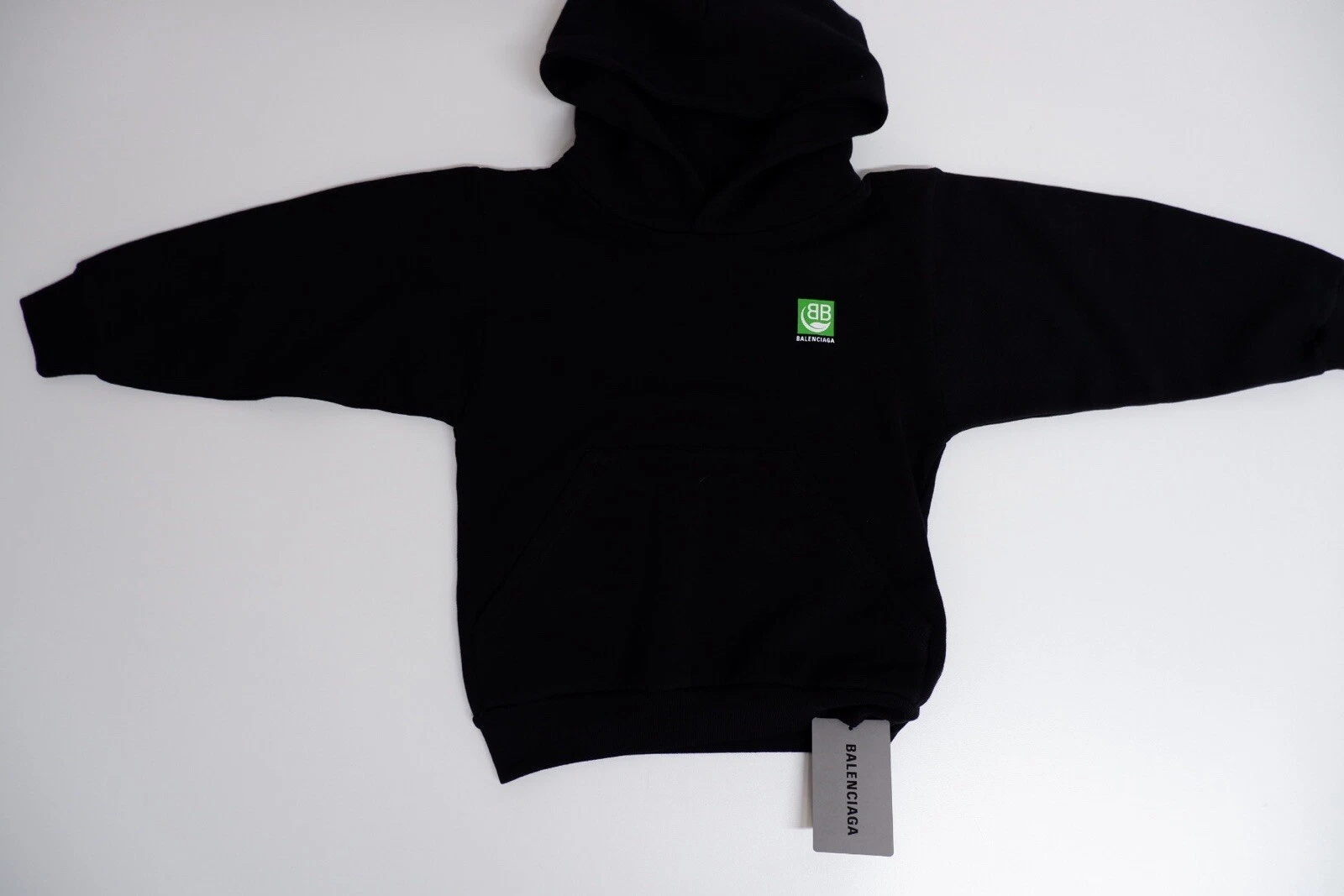 Felpa con cappuccio Balenciaga nuova ragazzo taglia età 6 anni nera nuova con etichette prezzo di listino £250