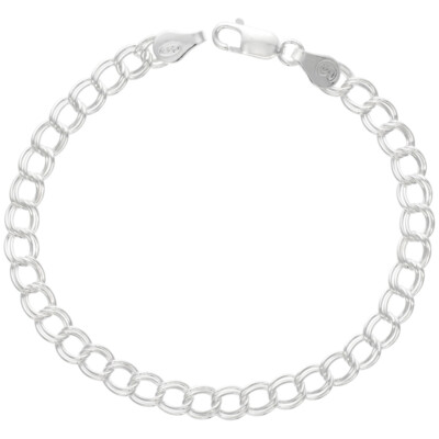 925 Sterlingsilber Doppel Gliederkette Armband Fußkettchen 5,3 mm bis 11 mm 7'' bis 16''