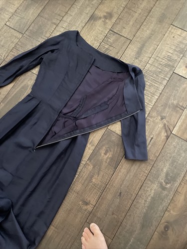 VINTAGE 1950ER ""MONTEGO ORIGINAL"" DESIGNER MARINEBLAU SEIDENKLEID - Bild 13 von 19