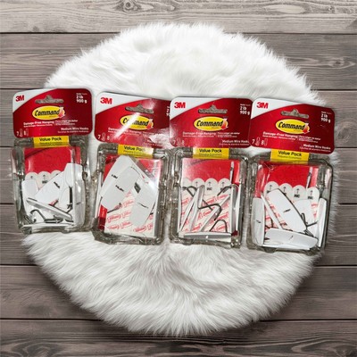 Lot of 4  Command Damage Free ~ Medium Wire ~ 7 Hooks ~ Holds 2lbs