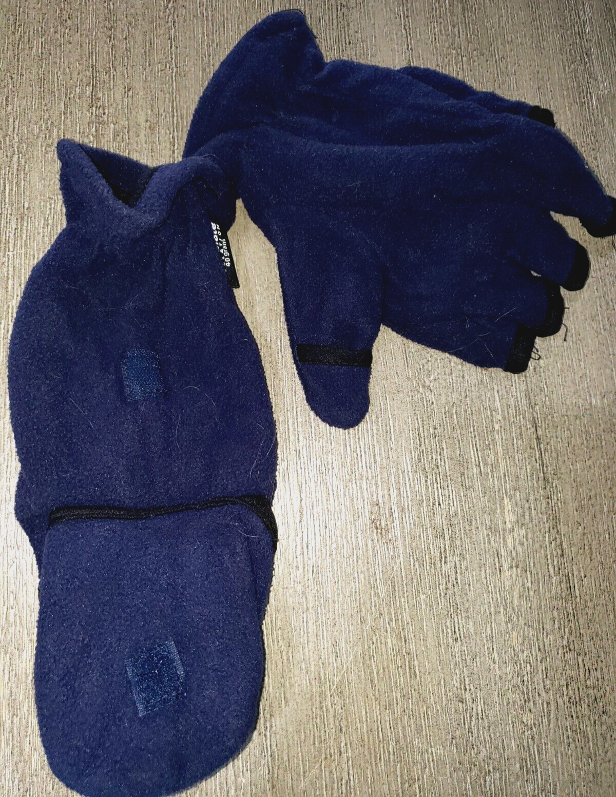mens or womens SOLID DARK BLUE FLEECE FOLD BACK GLOVES one size CLEAN WARM!
