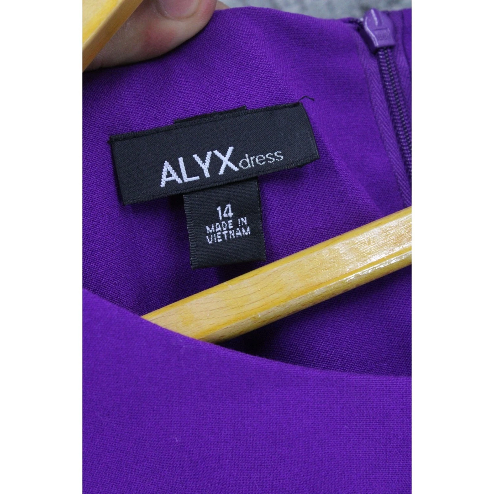 Abito da donna viola Alyx A Line taglia 14 senza maniche cocktail casual collo rotondo