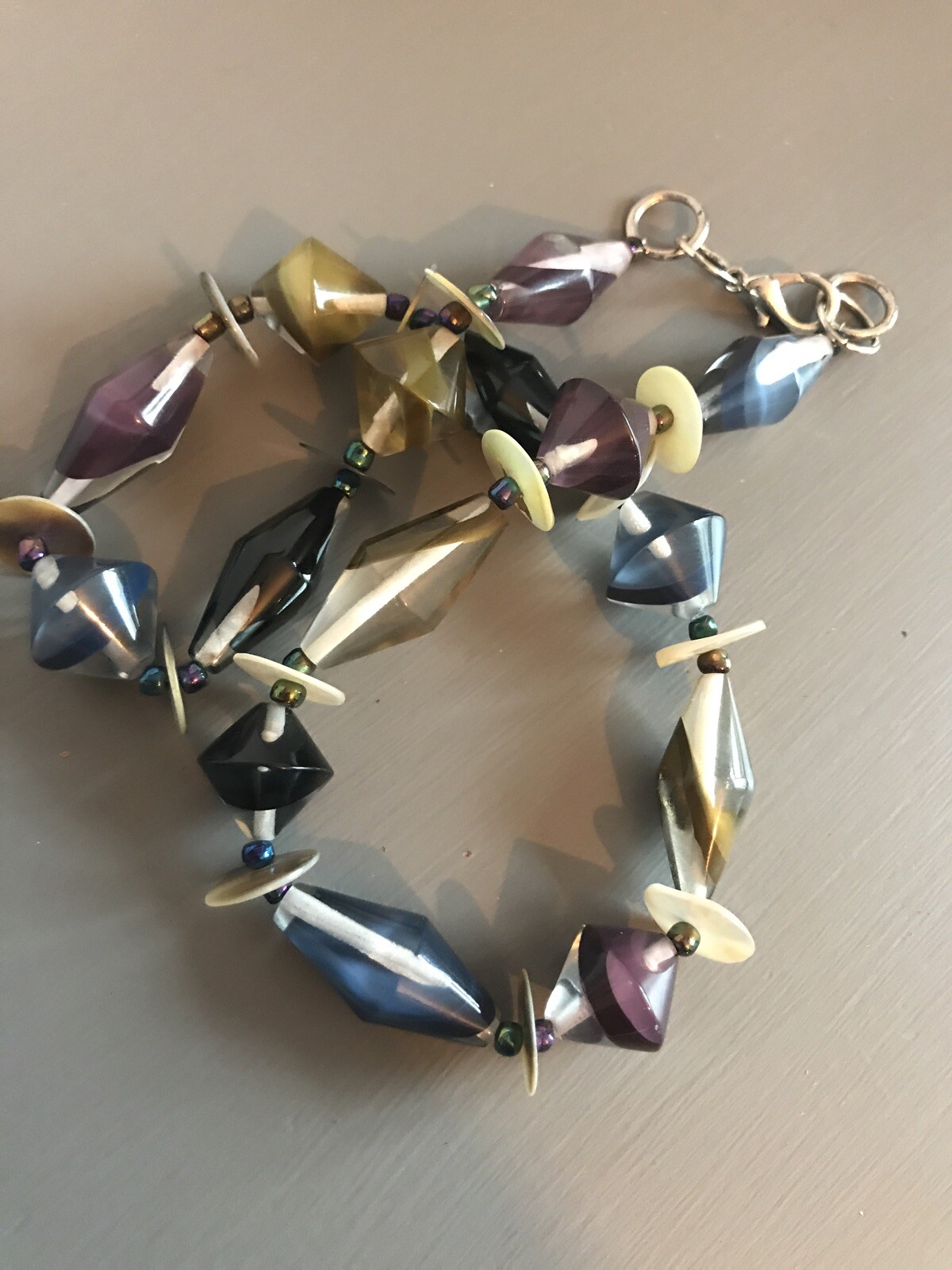 Geometric Large Plastic Beads Statement Short Nec… - image 2