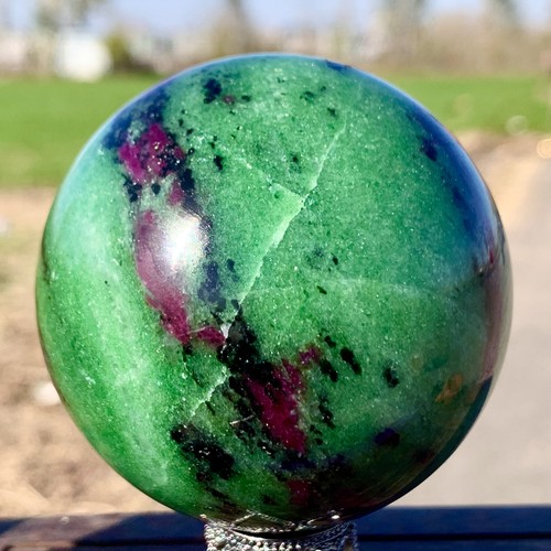 420G Natural green Ruby zoisite (anylite) crystal sample Healing ball - Picture 11 of 20