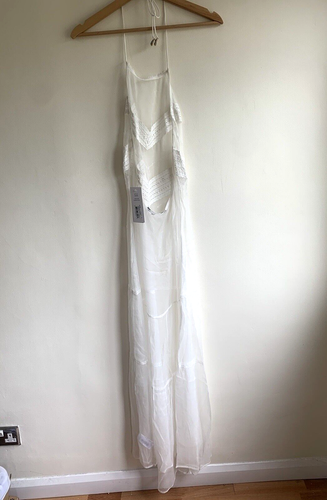 French Connection Dress Maxi Size S £80 Sheer Halter Backless white Holiday - Picture 4 of 9