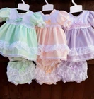 DREAM 0-5 YEARS pastel traditional lined dresss and frilly PANTS or reborn dolls