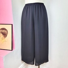 Vintage 90s Black Sheer Flowy Wide Leg Pants