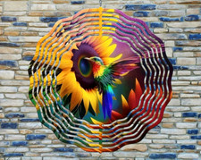 10" Sunflower Hummingbird Wind Spinner Yard Decor 3D Garden Aluminum rws-173