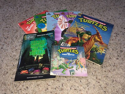 Lot of 7 Vintage Teenage Mutant Ninja Turtles Coloring Story Books and Magazines