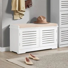 Shoe Bench Storage Orgainizer Shoes Cabinet Rack with Seat Cushion Entryway