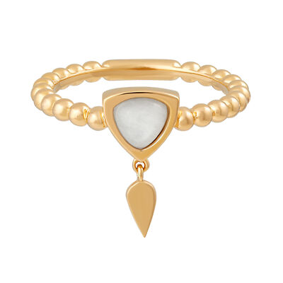 cai Ring 925 Sterling Silber vergoldet weißer Mondstein Damen NEU cai Ring