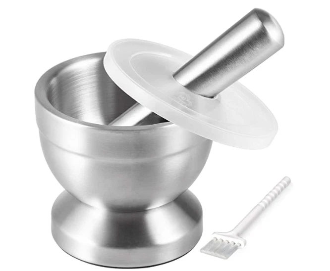 Tera Food-Grade 18/8 Stainless Steel Mortar and Pestle Brush Pill Crusher