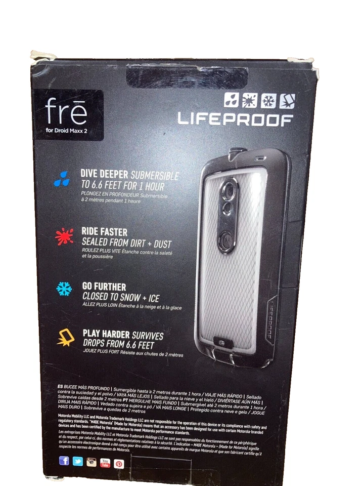 Funda Lifeproof Fre para Motorola Droid Maxx 2 Impermeable Resistente Delgada Negra Foto 2 de 3