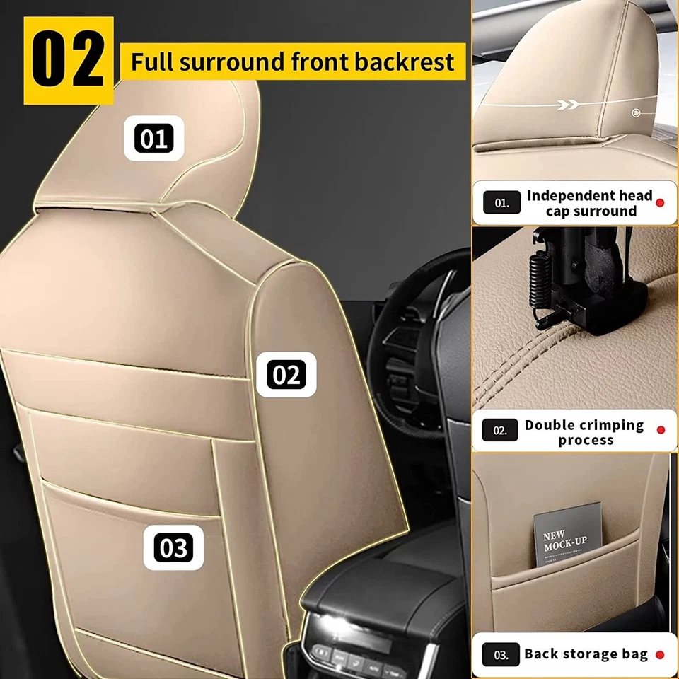 Front Row Car Seat Covers PU Leather Cushion For Ford F-450 Super Duty 2009-2019 Foto 3 de 4