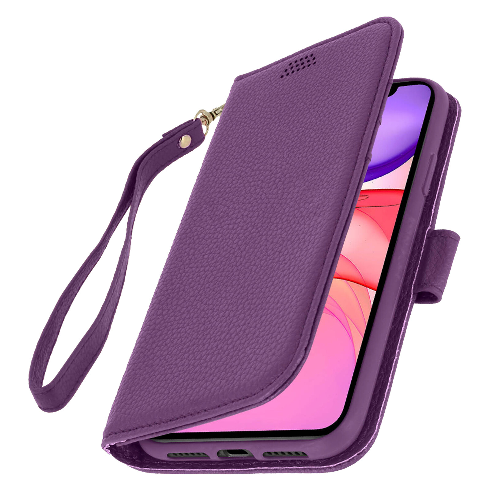 Flip wallet case, slim cover iPhone 11, silicone shell – Purple