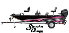 Pink Grey Abstract Angled Lines Design Wrap Fishing Bass Boat Vinyl Decal USA