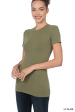 Women's Crew Neck Cotton T-shirt Short Sleeve Basic Plain Tee Soft Stretch Top