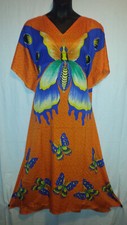 Women African Drawstring Maxi Kaftan Dress Dashiki Boho Hippie Orange Free Size