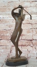 Signed Bronze Golf Golfer Figurine Statue Modern Abstract Art Decor Sculpture