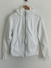 Lululemon Scuba Hoodie Jacket Women's Full Zip 8 Thumb Holes White/Greyish READ
