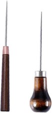 2 PCS Wooden Handle Scratch Awl Tool Pin Stamping Tool for Leather Craft