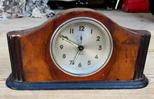 ANTICO OROLOGIO DA TAVOLO IN LEGNO ANNI 40 MARCA VEGLIA