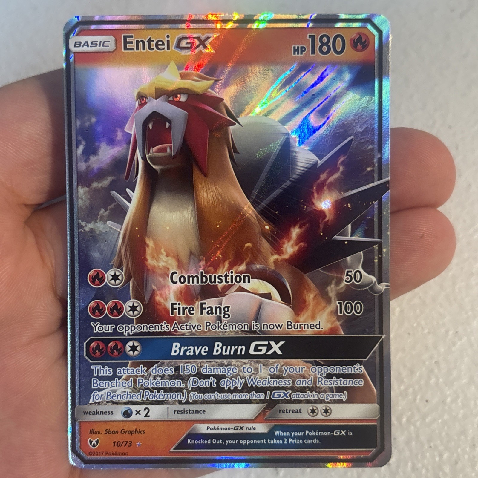 Entei GX 10/73 Shining Legends NM Ultra Rare Pokemon Card