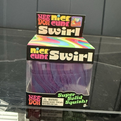 Nee Doh Nice Cube Swirl Super Solid Squish Sensory Squeeze Toy, Purple, Age 3+