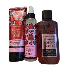 Bath  Body Works Strawberry Poundcake Diamond Mist, cream,  Body Wash NEW