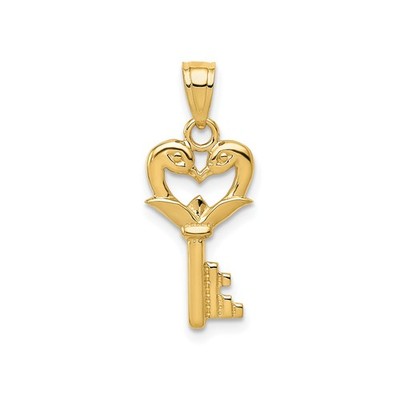 14k Gelbgold Schwan Herz Schlüssel Anhänger Charm für Frauen Liebe Jahrestag Schmuck