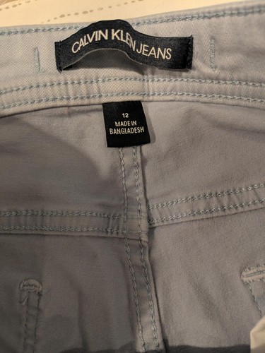 Calvin Klein Jeans Slim Fit Light Blue Cotton Blend Stretch Pants Womens 12 - Picture 5 of 10
