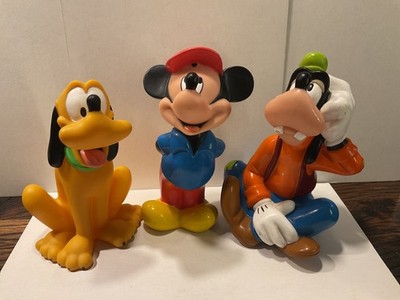 Disney Micky Maus 3 x Figur Gummi ca. 12-14 cm mit Goofy und Pluto schönes Set