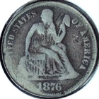 1876 LIBERTY SEATED DIME - 90% SILVER - 17.9 mm - DLS 177