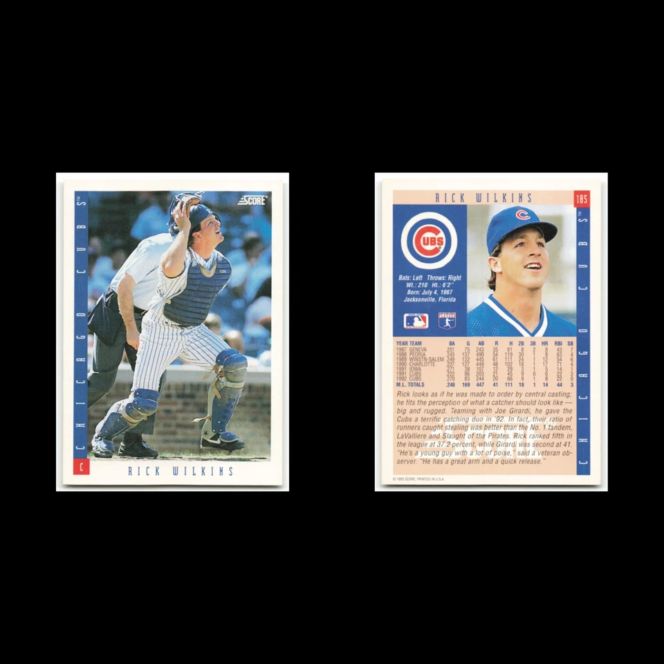 Rick Wilkins #185 1993 Score Chicago Cubs Baseball Card MLB NM - Image 3 of 3