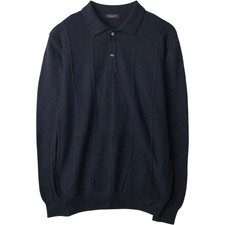 Used HATEM SAYKI Cable Knit Polo Sweater Men's Size L approx. 