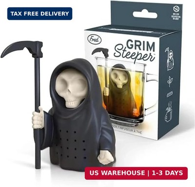 Genuine Fred Grim Steeper Reusable Silicone Tea Infuser, Black Grim Reaper Desig