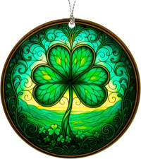 St Patricks Day Decor, Lucky Shamrock Suncatcher Hanging Decor for Window Car Tr