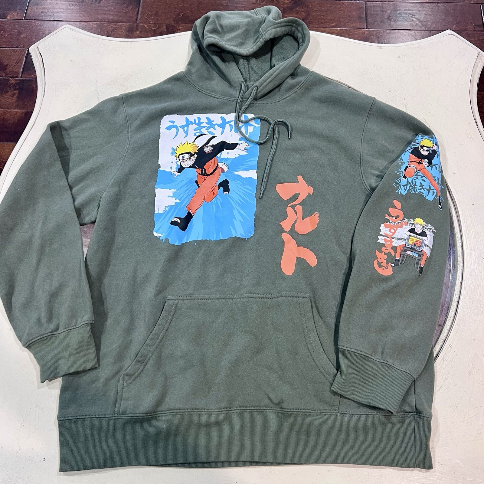 Naruto Shippuden Graphic Anime Green Hoodie Men’s 2XL
