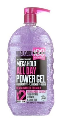 Vitalcare Mega Hold All Day Power Hair Gel, 40 Oz Alcohol-Free Frizz Control