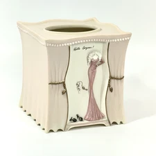 Bed Bath Beyond Dressed to Thrill Tissue Box Cover Vanity Pink Ivory Holder 6"