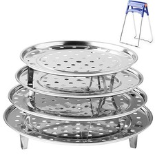 Round Stainless Steel Steamer Rack 7.6" 8.5" 9.33" 10.23 inches, 4 Pack