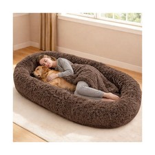 71"x44"x12.5" Human Dog Bed for Adult Faux Fur Washable Human Dog Bed Portabl...