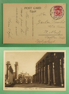 DR WHO EGYPT LUXSOR WINTER PALACE TEMPLE POSTCARD TO SWITZERLAND R43707