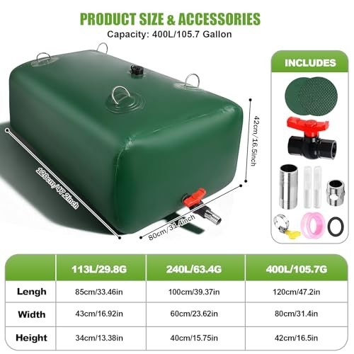240L Collapsible Water Bladder Storage Container – Portable Large Capacity For Camping, Emergency, Agriculture, Drought, Or Firefighting