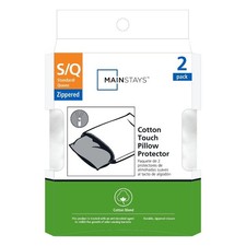 Soft Cotton Zippered Pillow Cover Protector Standard Queen Size 2 Pack