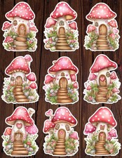 Mushroom Fairy Hut Die Cut Vinyl Stickers Scrapbooking Laptop Waterbottle