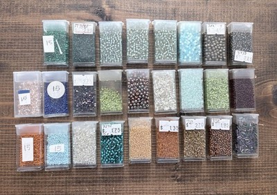 Glass Seed Bead Lot - 26 Pieces - Different Shapes & Sizes - Multiple Colors